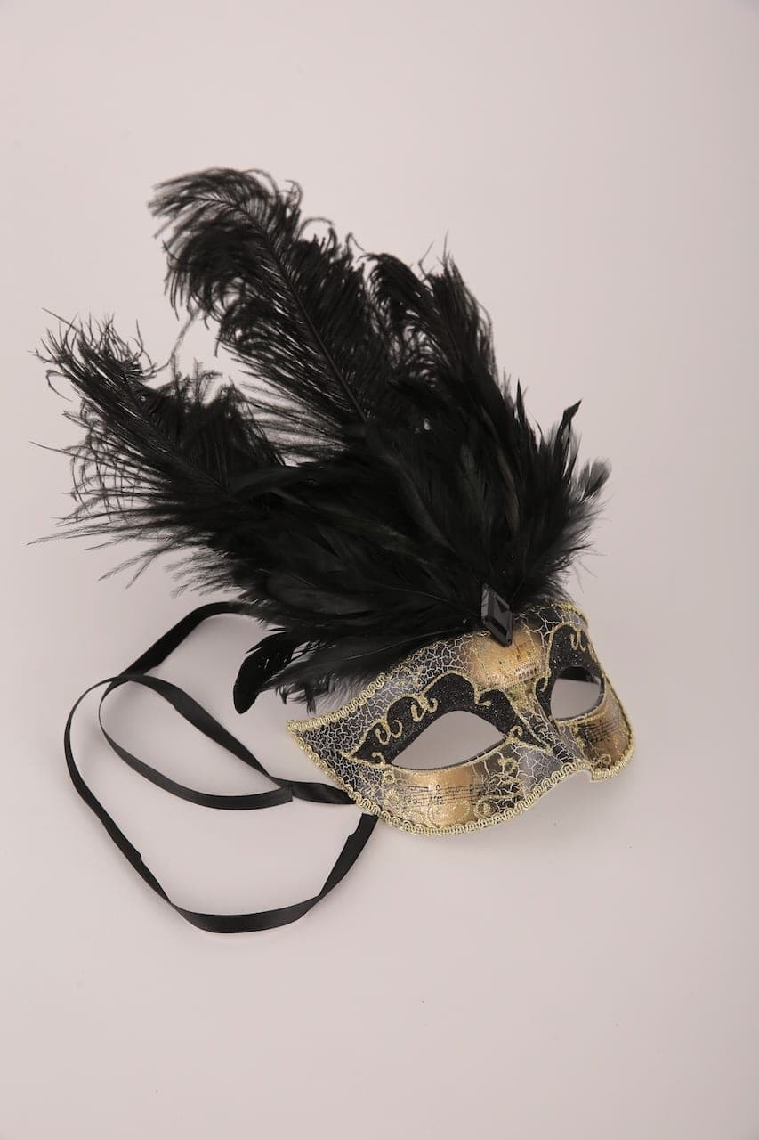 Maske venezianisch schwarz gold Feder – Foto 2