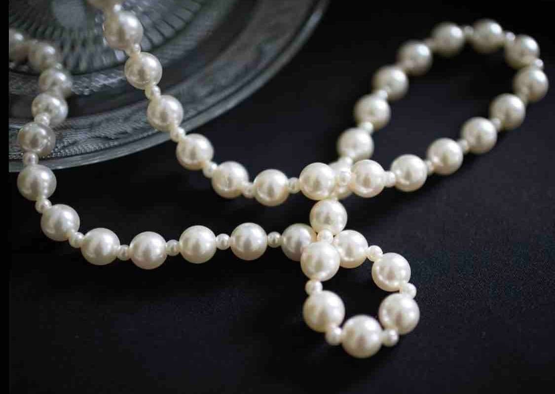 Perlenkette creme – 1,5 m – Foto 3