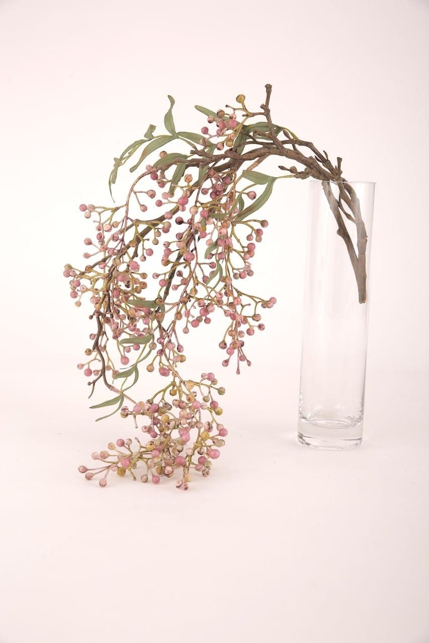 Ast mit hängenden Beeren rosa