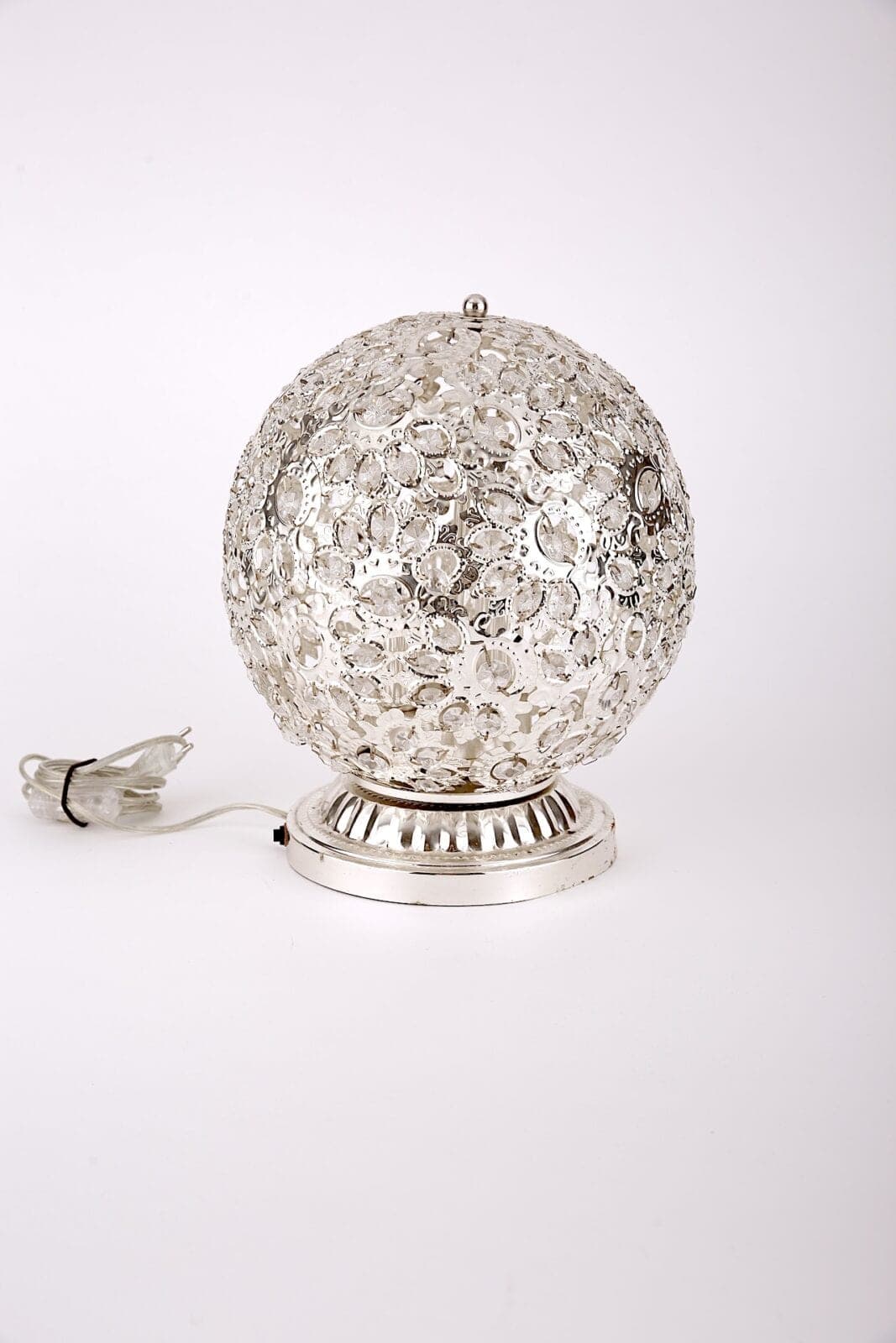 Lampe Kugeln Kristalle silber